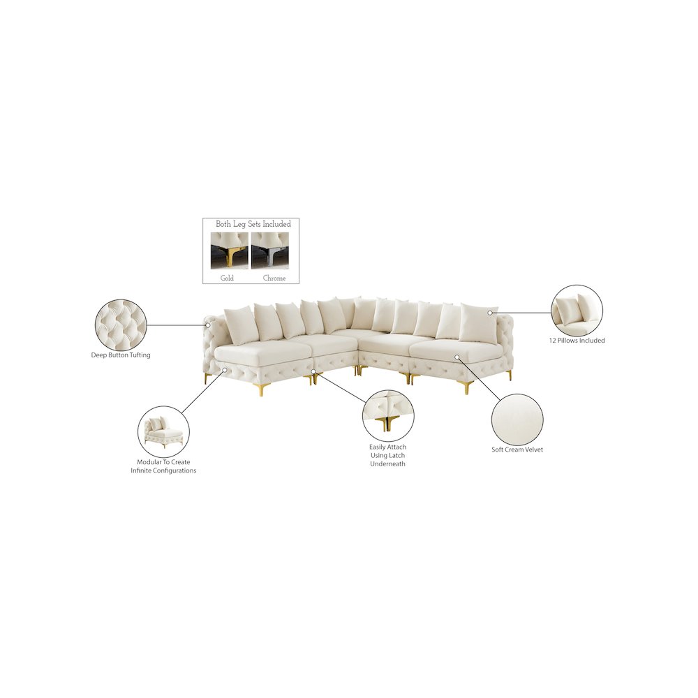 Tremblay Cream Velvet Modular Sectional