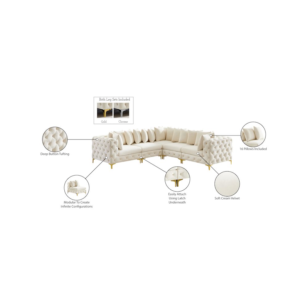 Tremblay Cream Velvet Modular Sectional