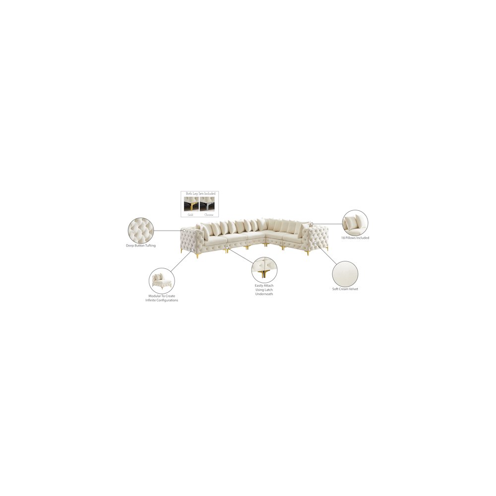 Tremblay Cream Velvet Modular Sectional