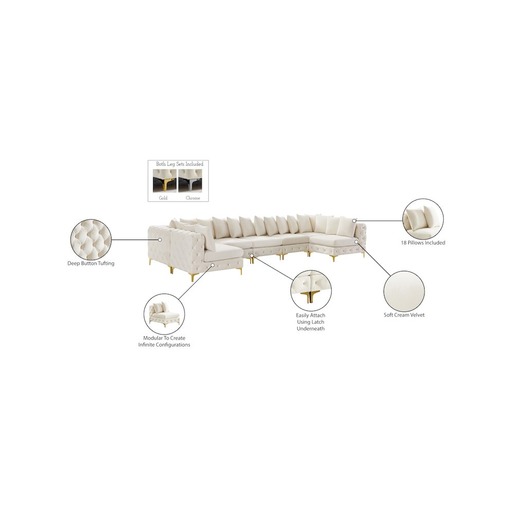 Tremblay Cream Velvet Modular Sectional