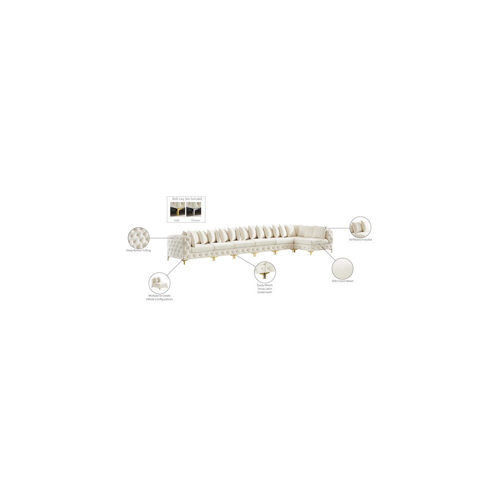Tremblay Cream Velvet Modular Sectional