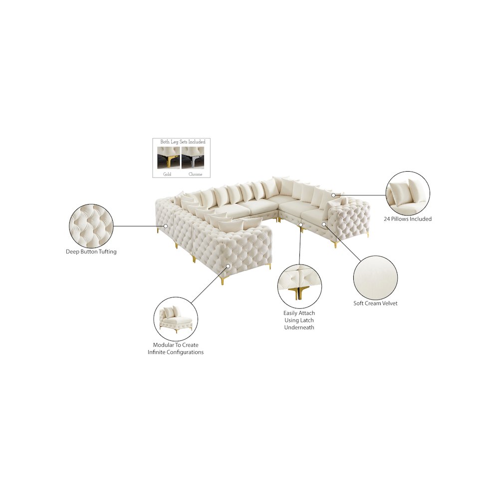 Tremblay Cream Velvet Modular Sectional