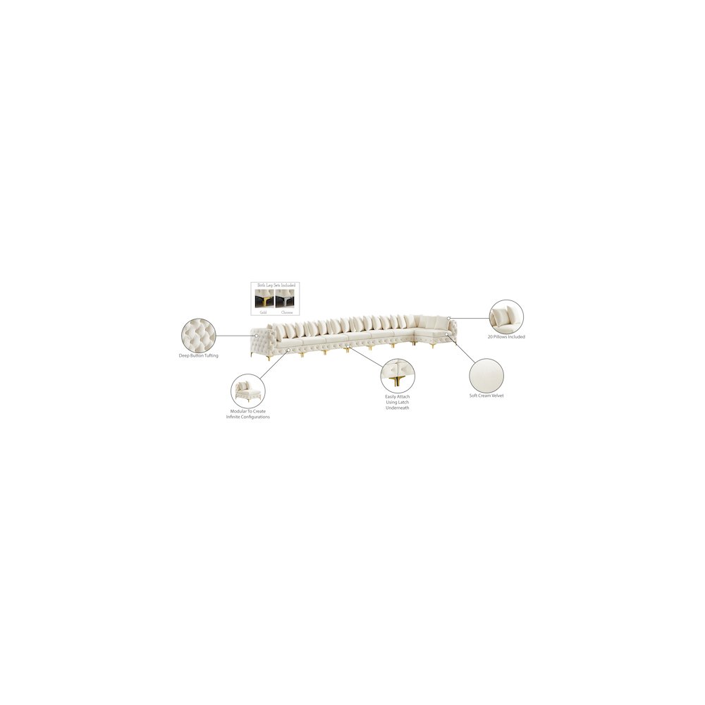 Tremblay Cream Velvet Modular Sectional
