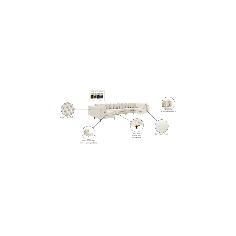 Tremblay Cream Velvet Modular Sectional