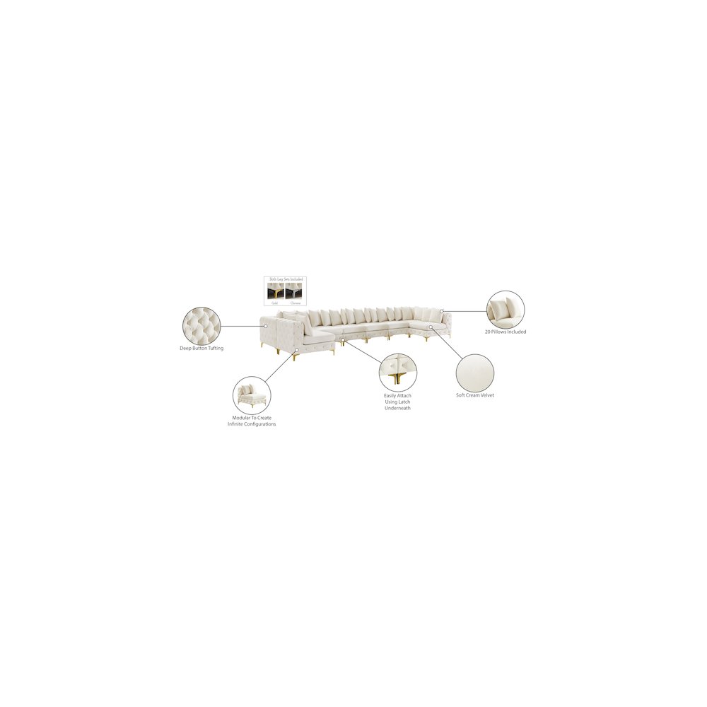 Tremblay Cream Velvet Modular Sectional
