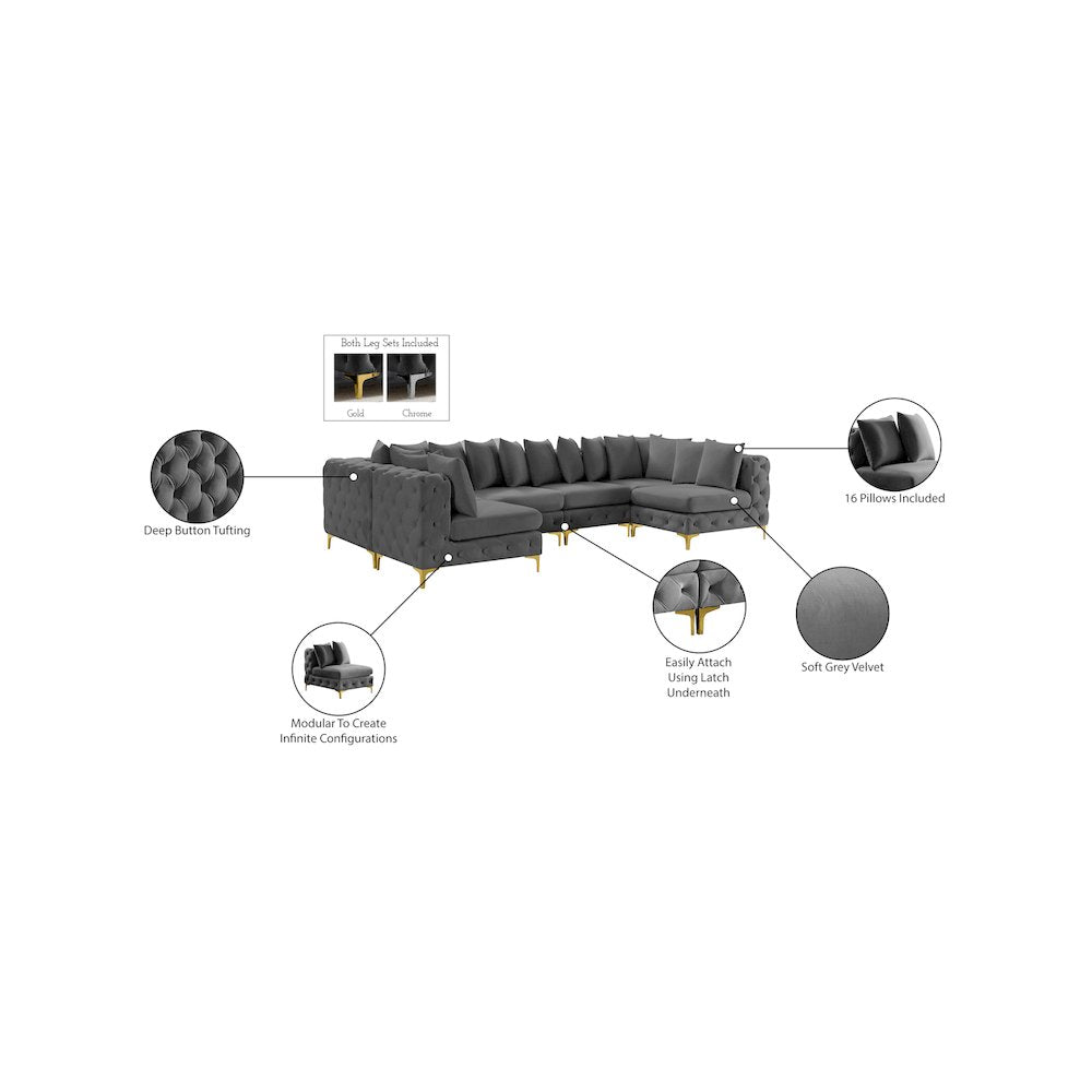 Tremblay Grey Velvet Modular Sectional