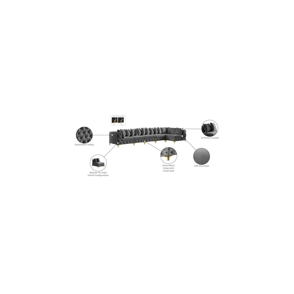 Tremblay Grey Velvet Modular Sectional