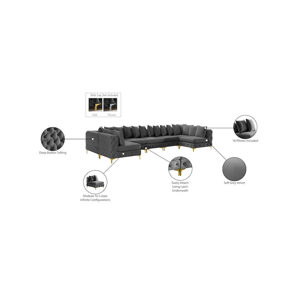 Tremblay Grey Velvet Modular Sectional