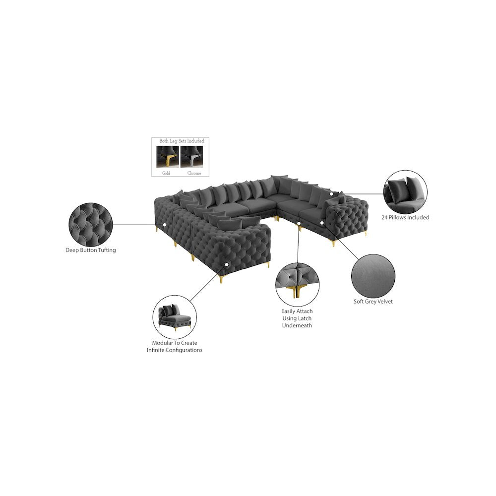 Tremblay Grey Velvet Modular Sectional
