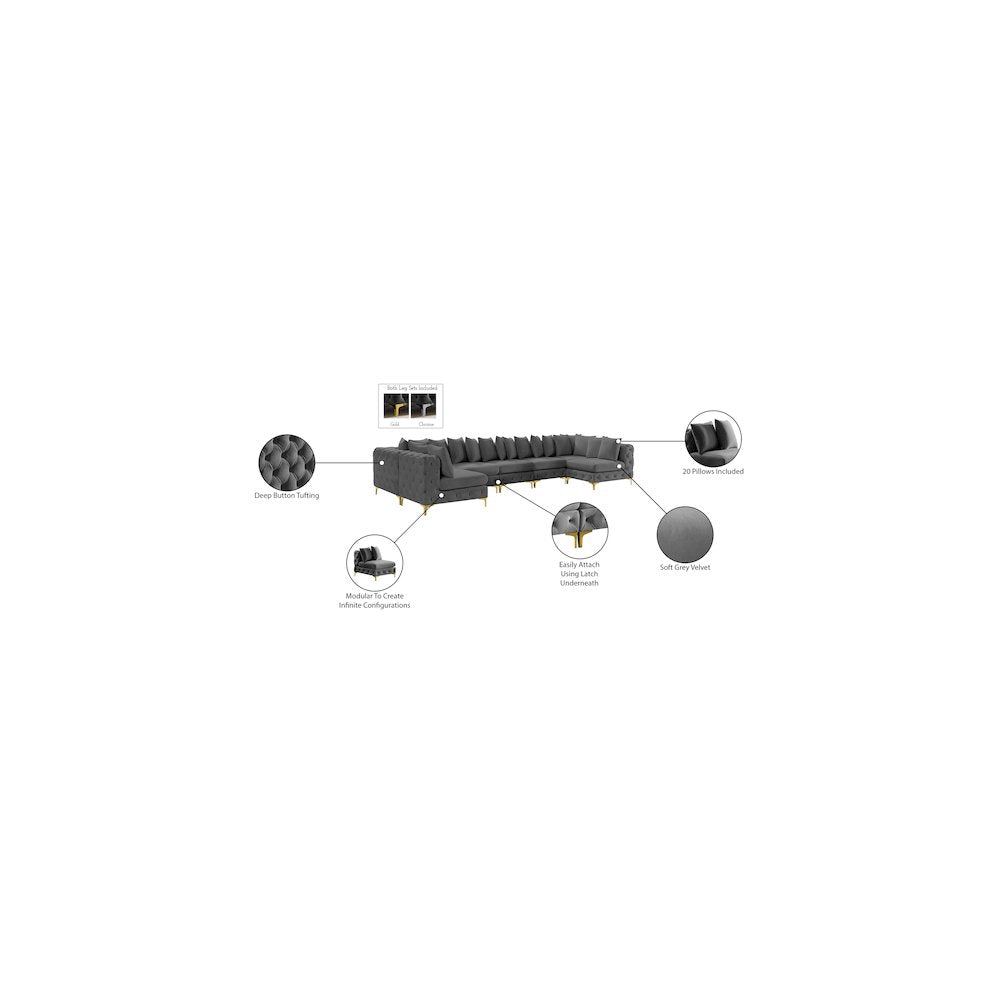 Tremblay Grey Velvet Modular Sectional
