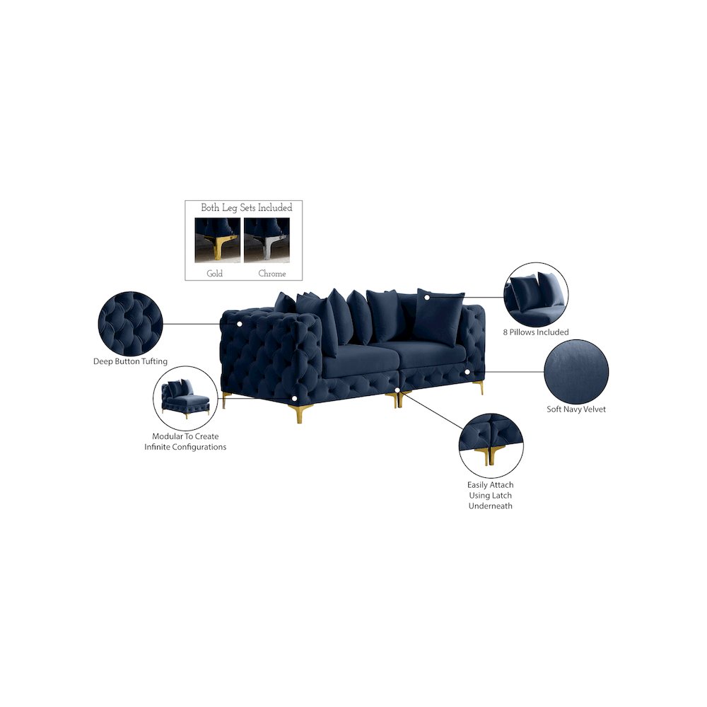 Tremblay Navy Velvet Modular Sofa