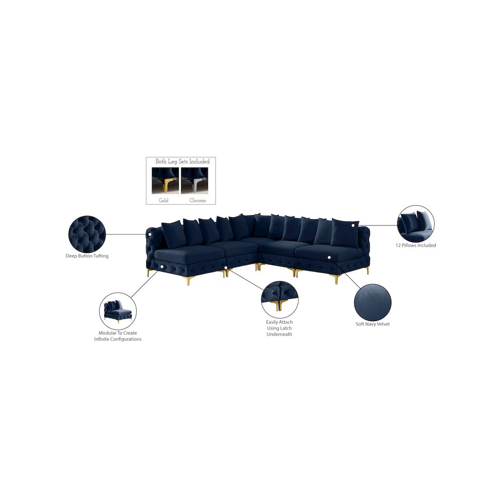 Tremblay Navy Velvet Modular Sectional