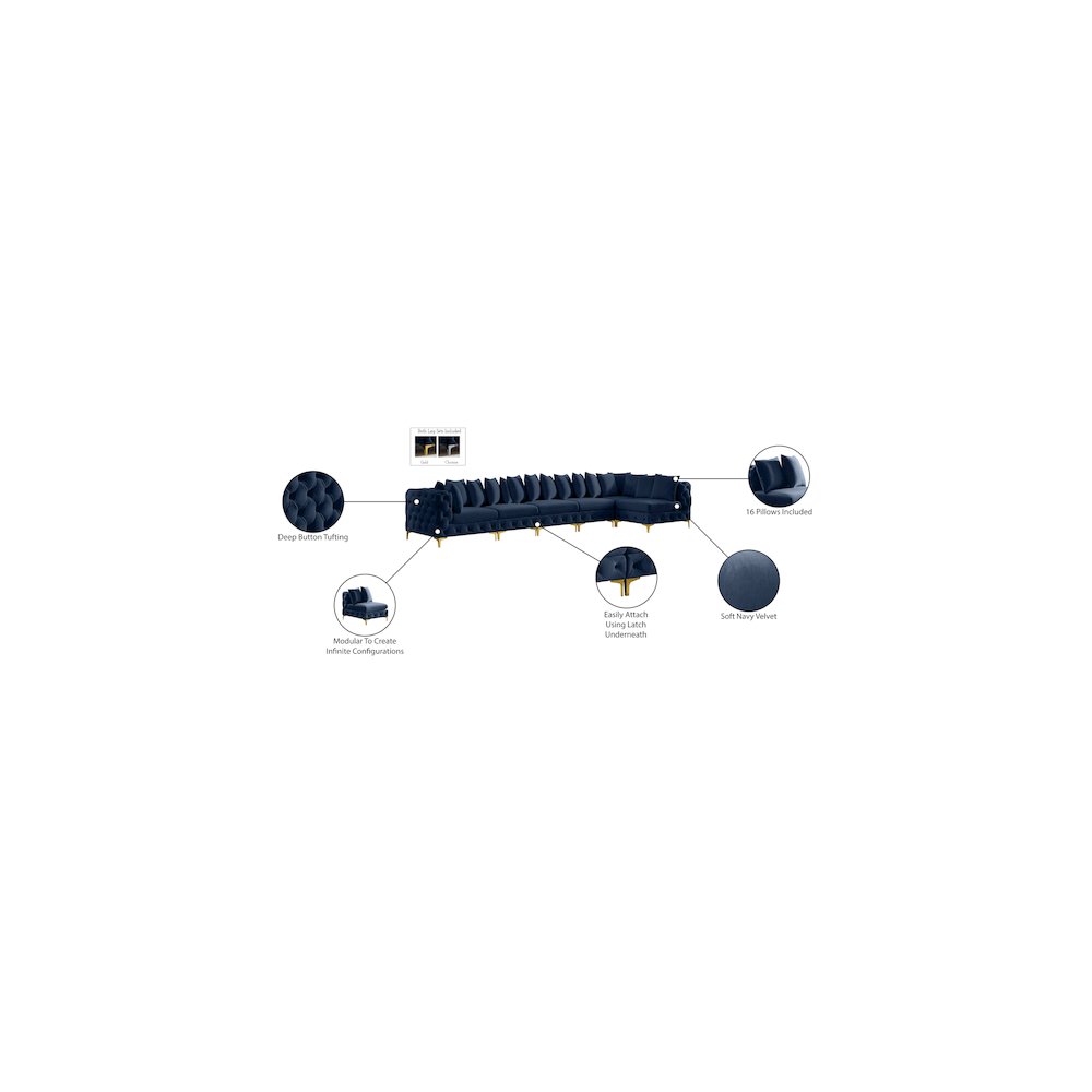 Tremblay Navy Velvet Modular Sectional