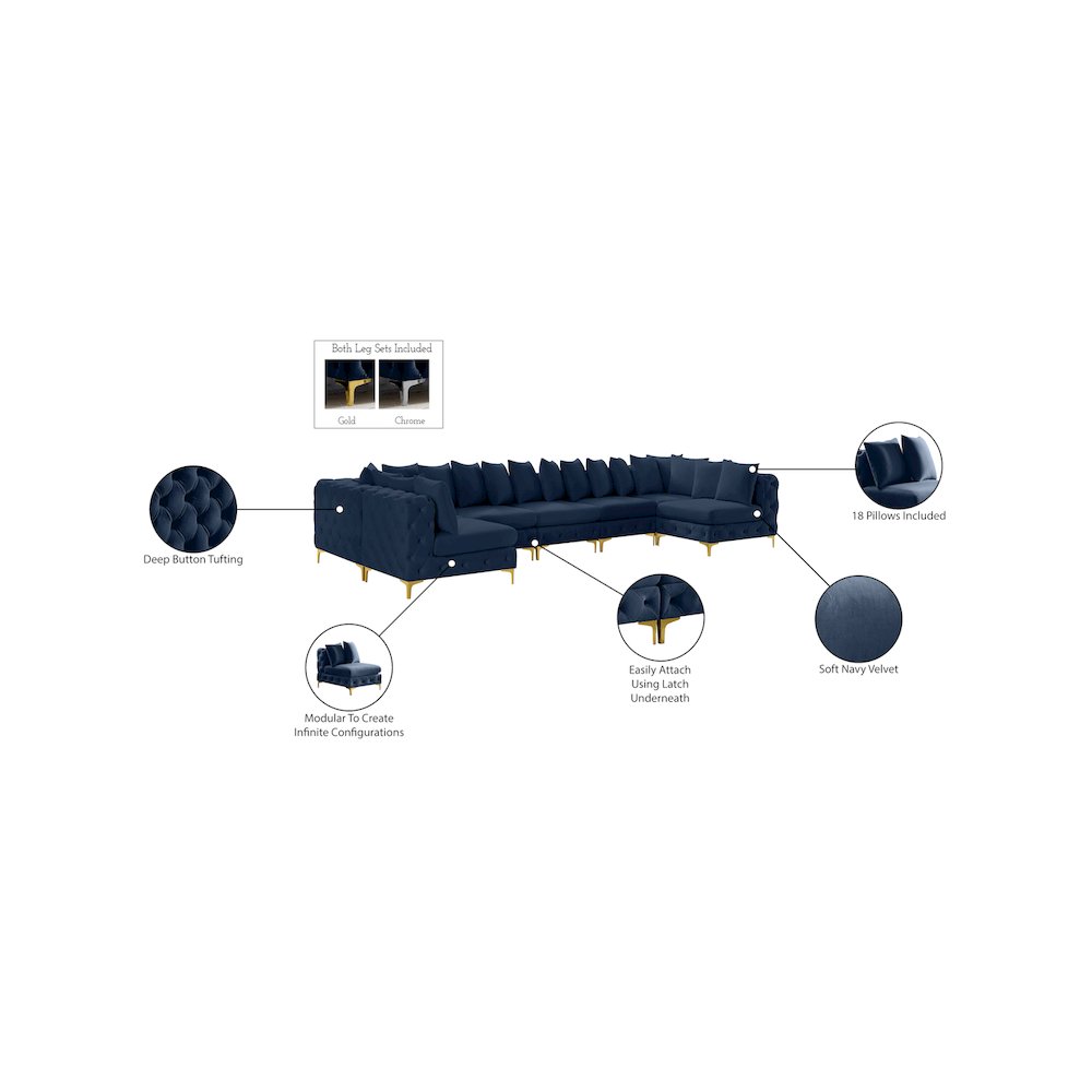 Tremblay Navy Velvet Modular Sectional