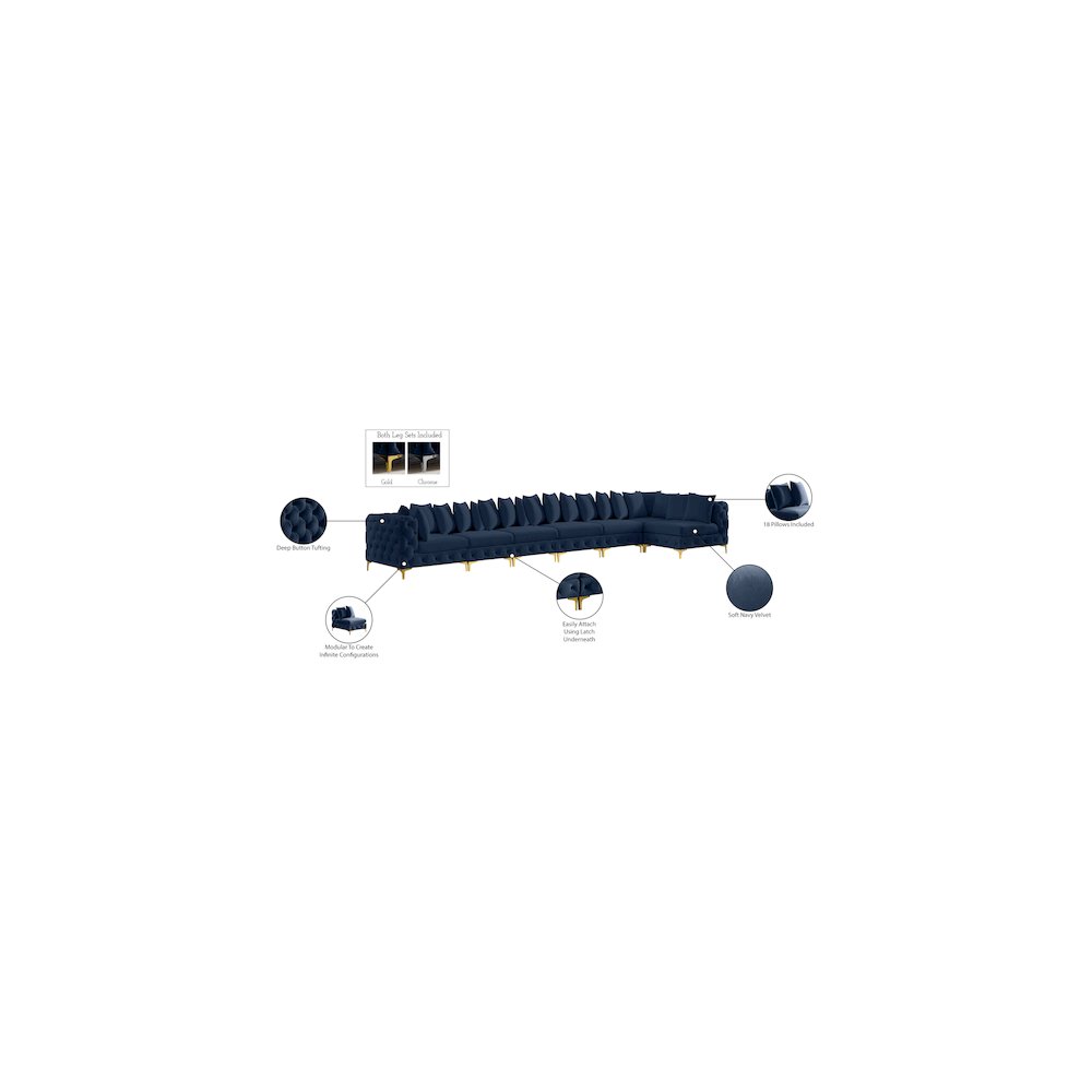 Tremblay Navy Velvet Modular Sectional