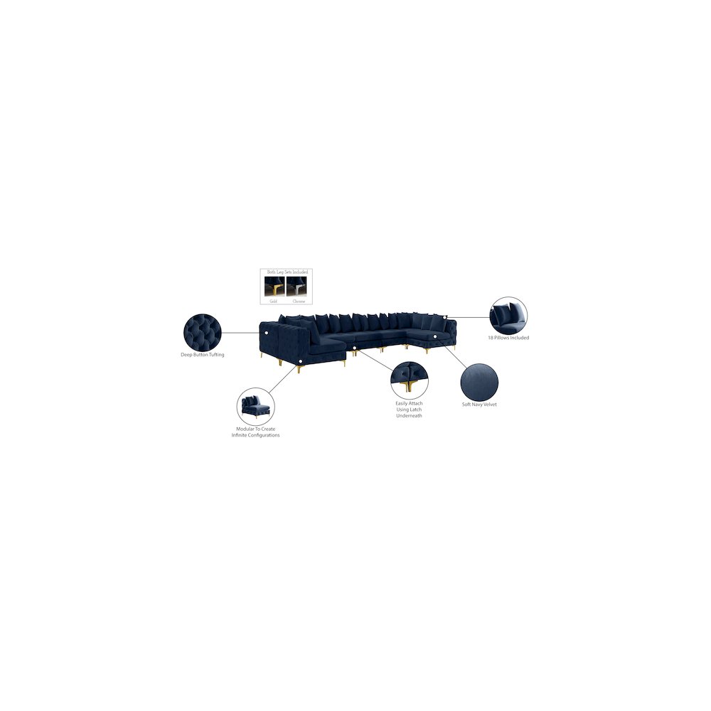 Tremblay Navy Velvet Modular Sectional