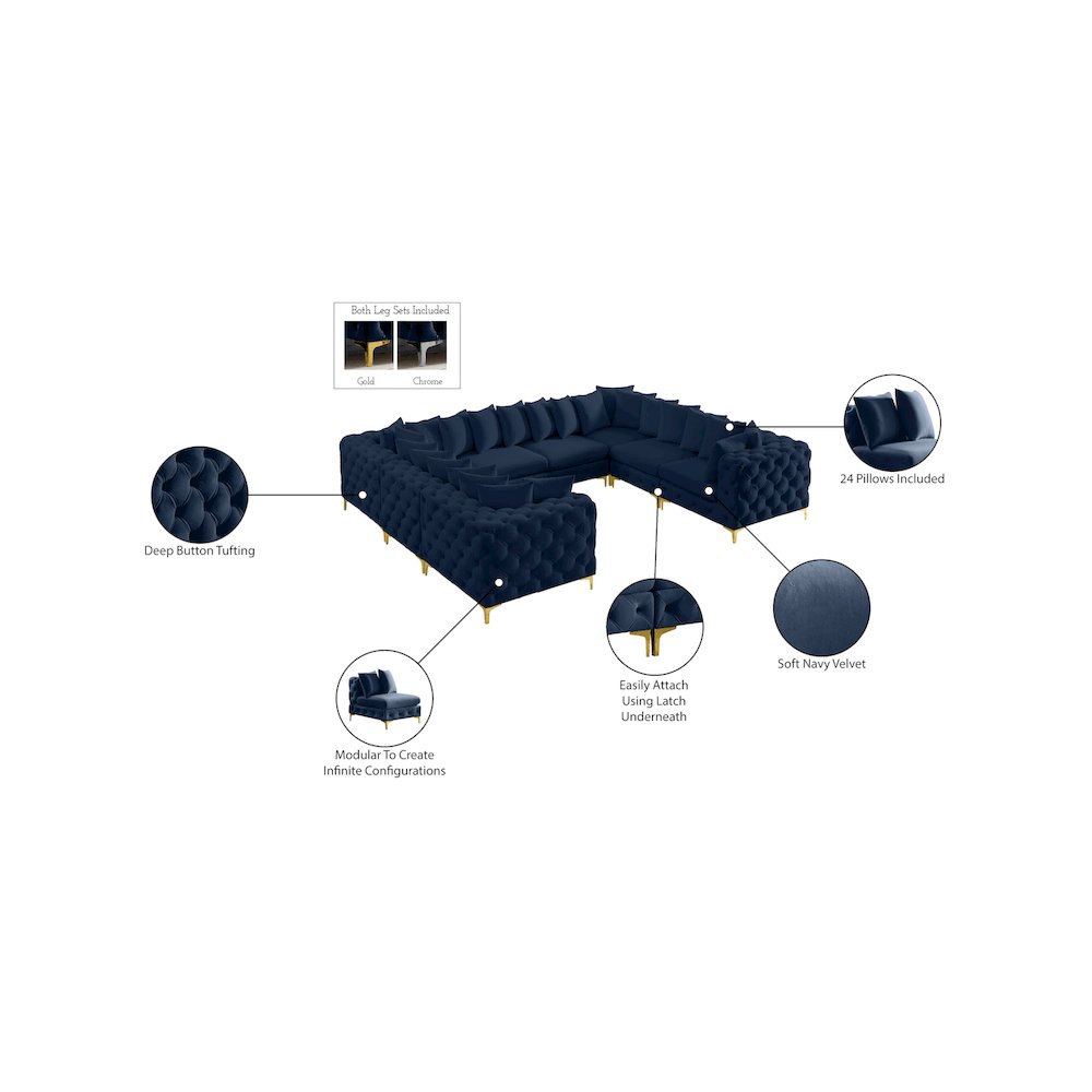 Tremblay Navy Velvet Modular Sectional