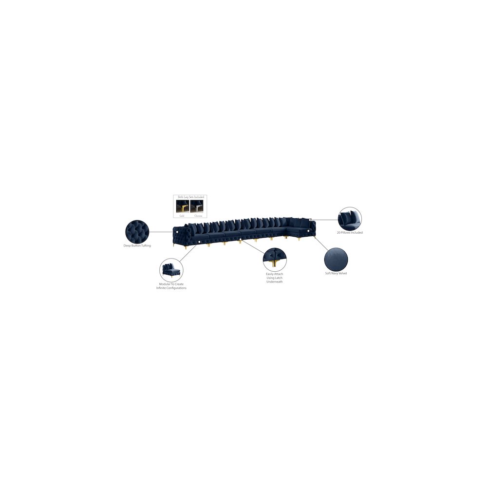Tremblay Navy Velvet Modular Sectional