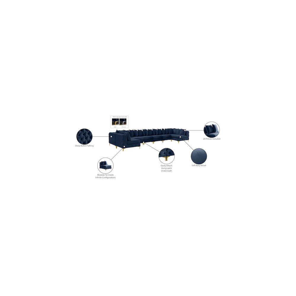 Tremblay Navy Velvet Modular Sectional