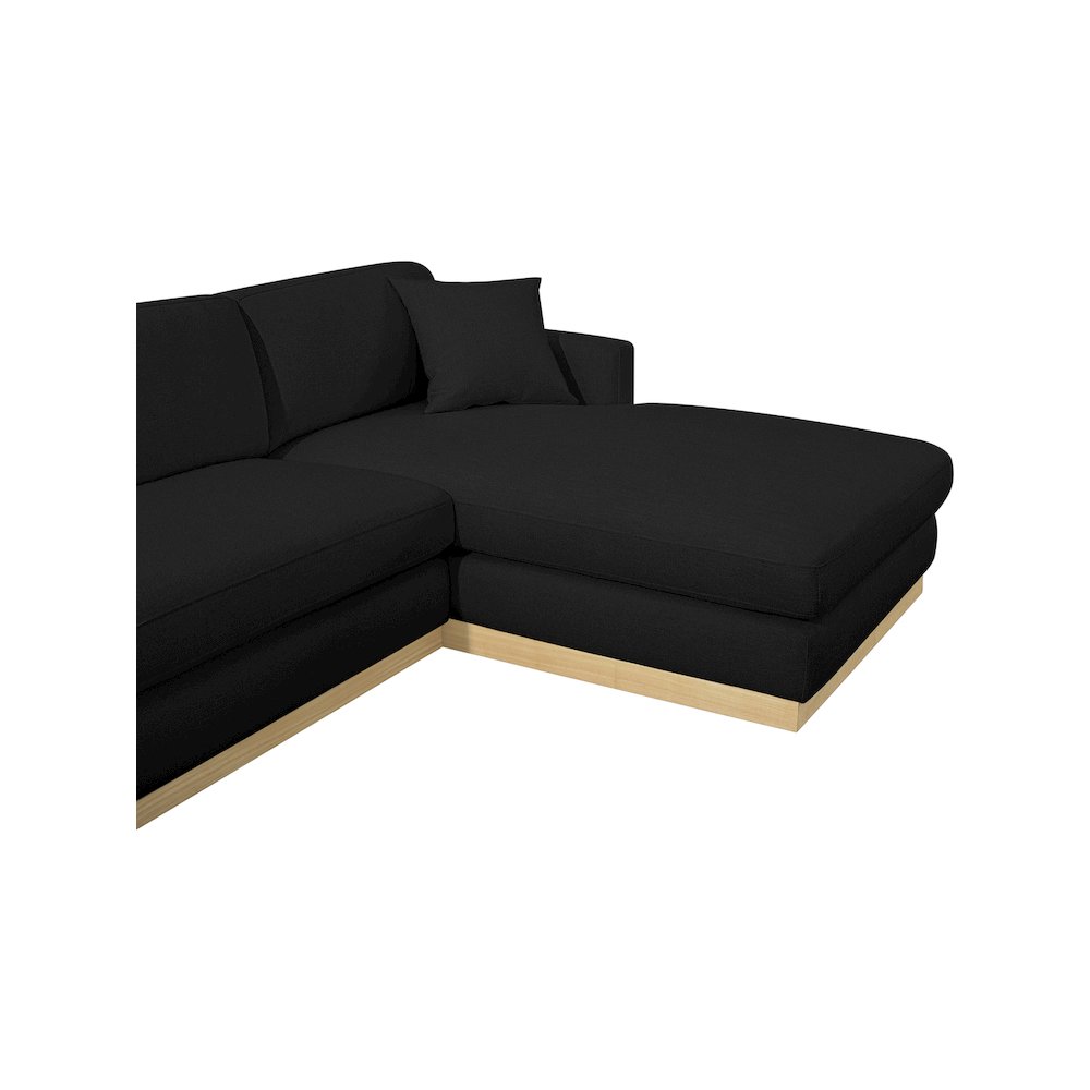 Johanna Black Linen Textured Fabric 3pc. Sectional