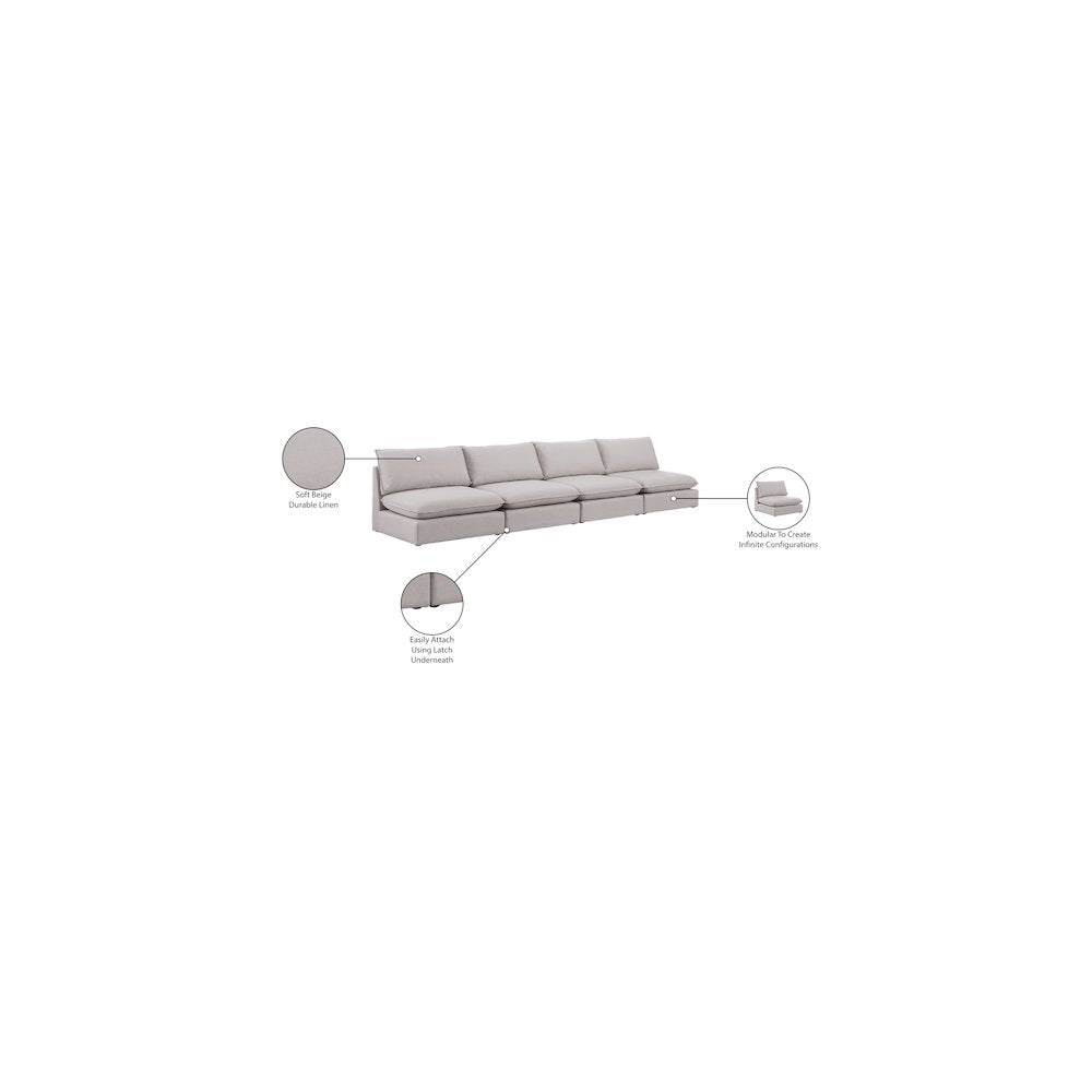 Mackenzie Beige Durable Linen Textured Modular Sofa