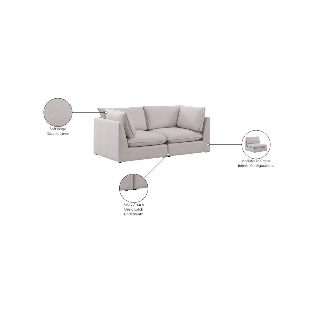 Mackenzie Beige Durable Linen Textured Modular Sofa