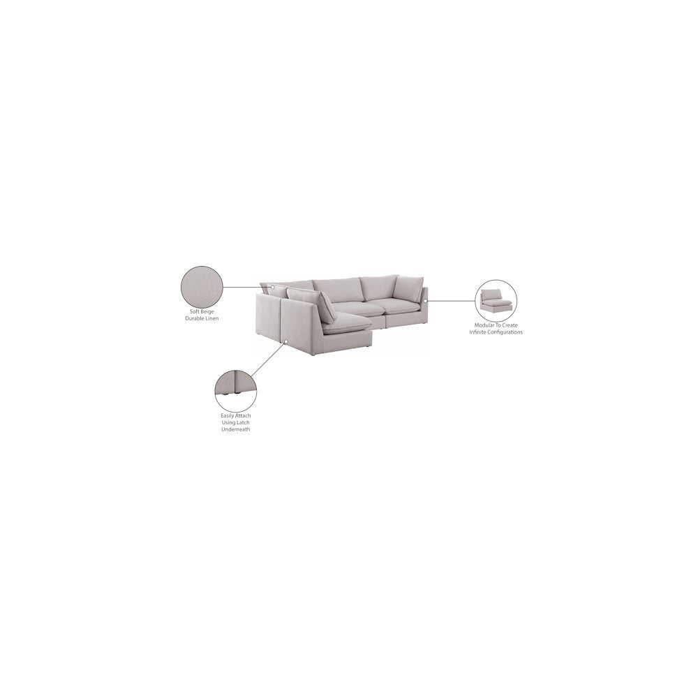 Mackenzie Beige Durable Linen Textured Modular Sectional