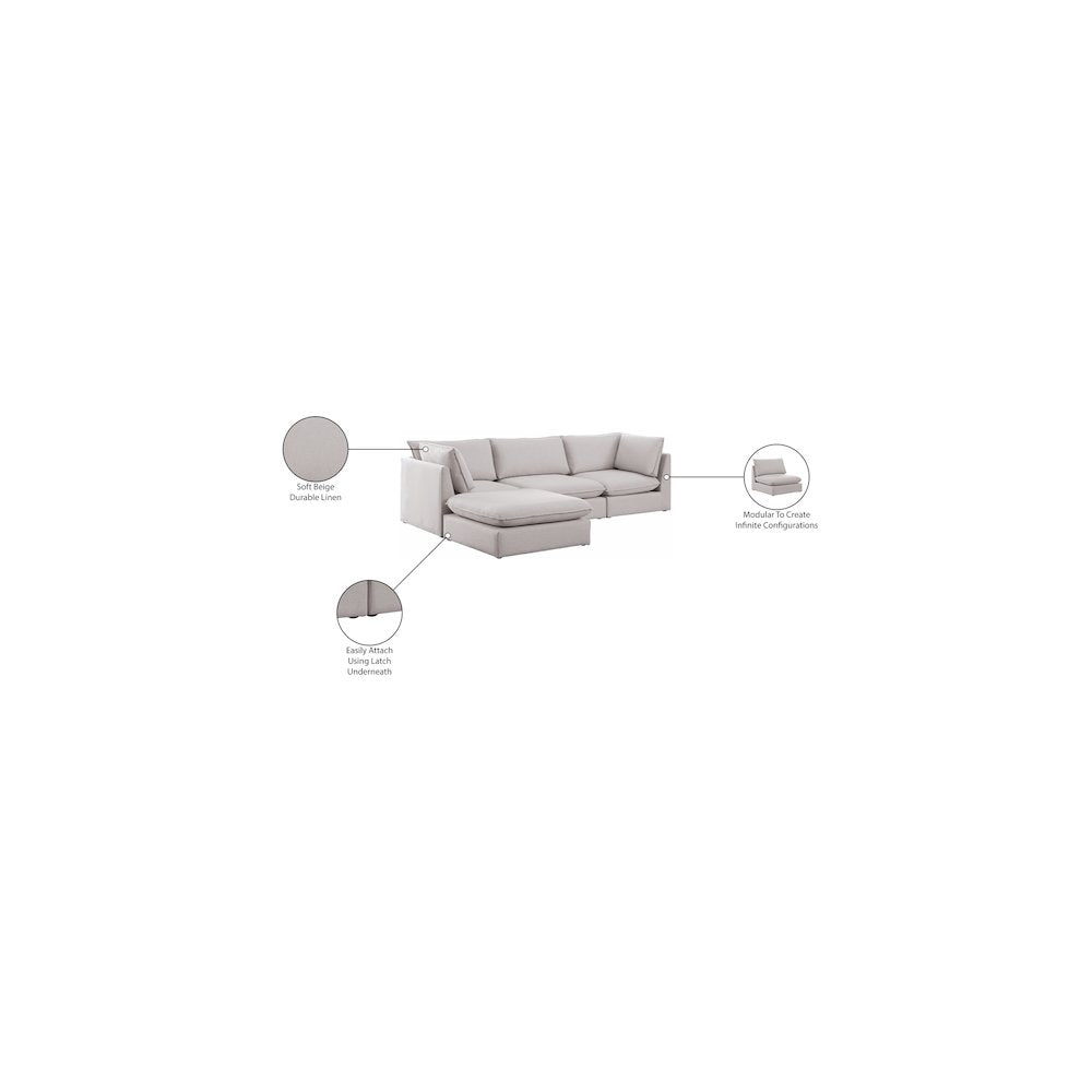 Mackenzie Beige Durable Linen Textured Modular Sectional