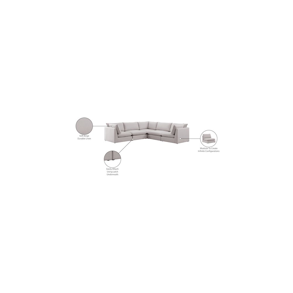 Mackenzie Beige Durable Linen Textured Modular Sectional