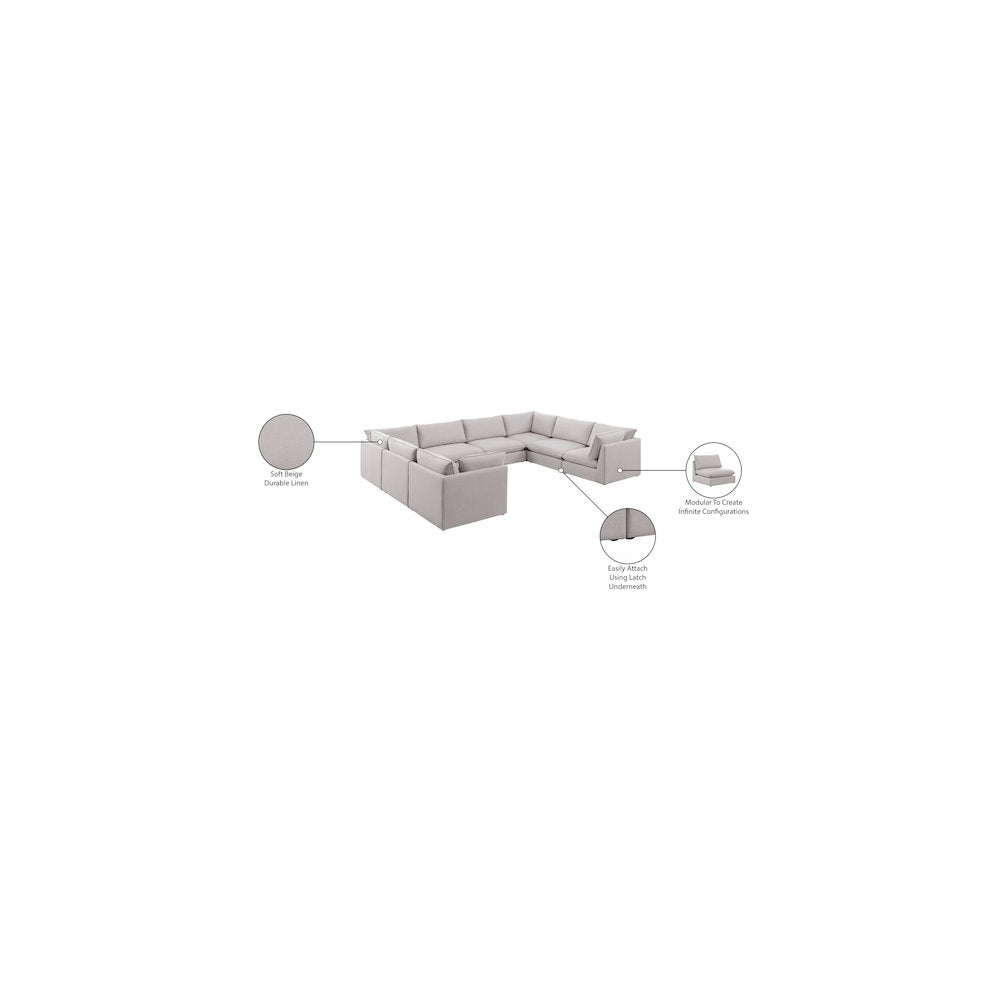 Mackenzie Beige Durable Linen Textured Modular Sectional