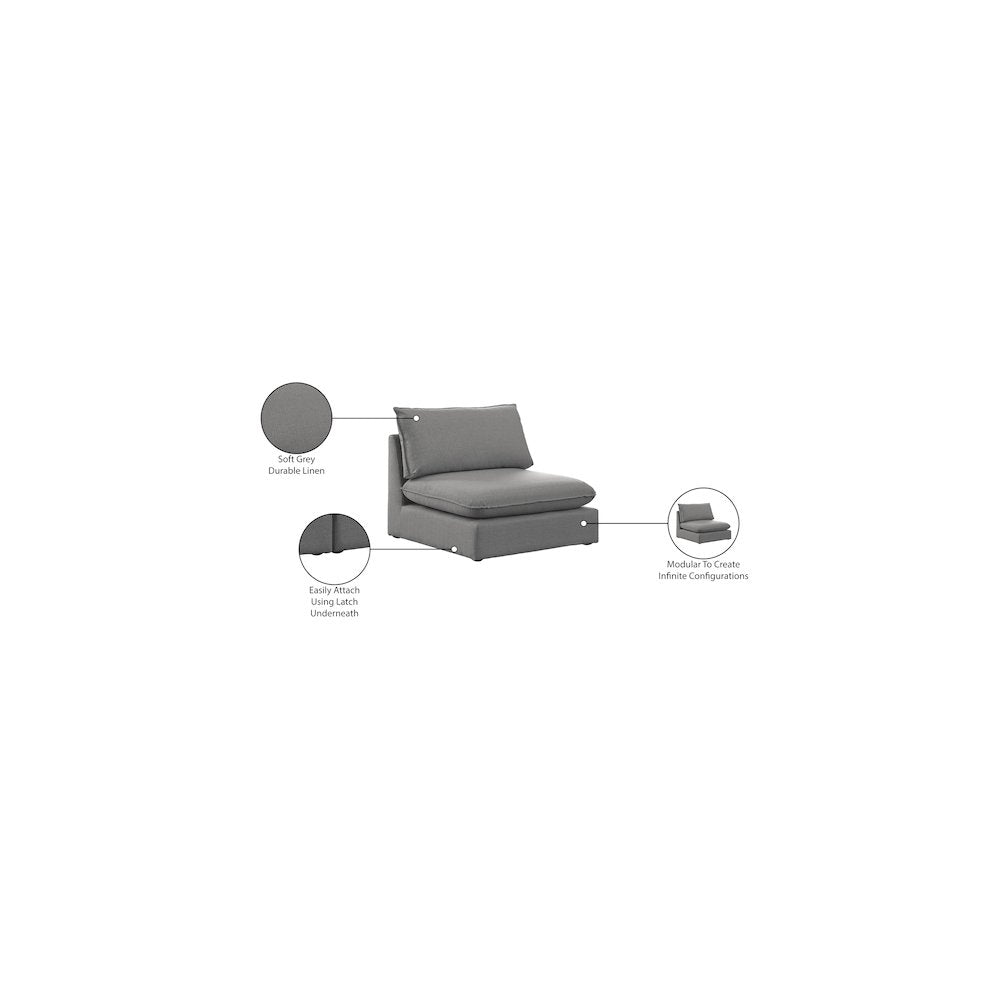 Mackenzie Grey Durable Linen Textured Armless Chair