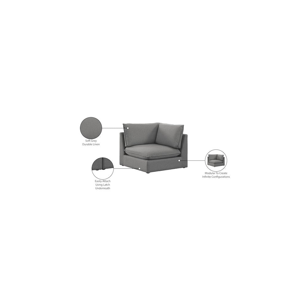 Mackenzie Grey Durable Linen Textured Corner Chair