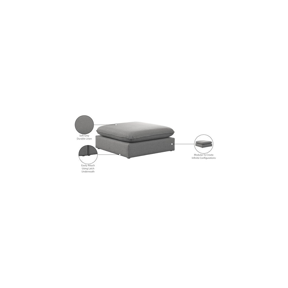 Mackenzie Grey Durable Linen Textured Ottoman