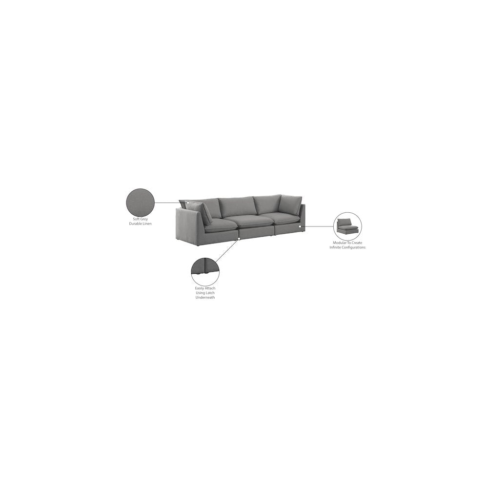 Mackenzie Grey Durable Linen Textured Modular Sofa
