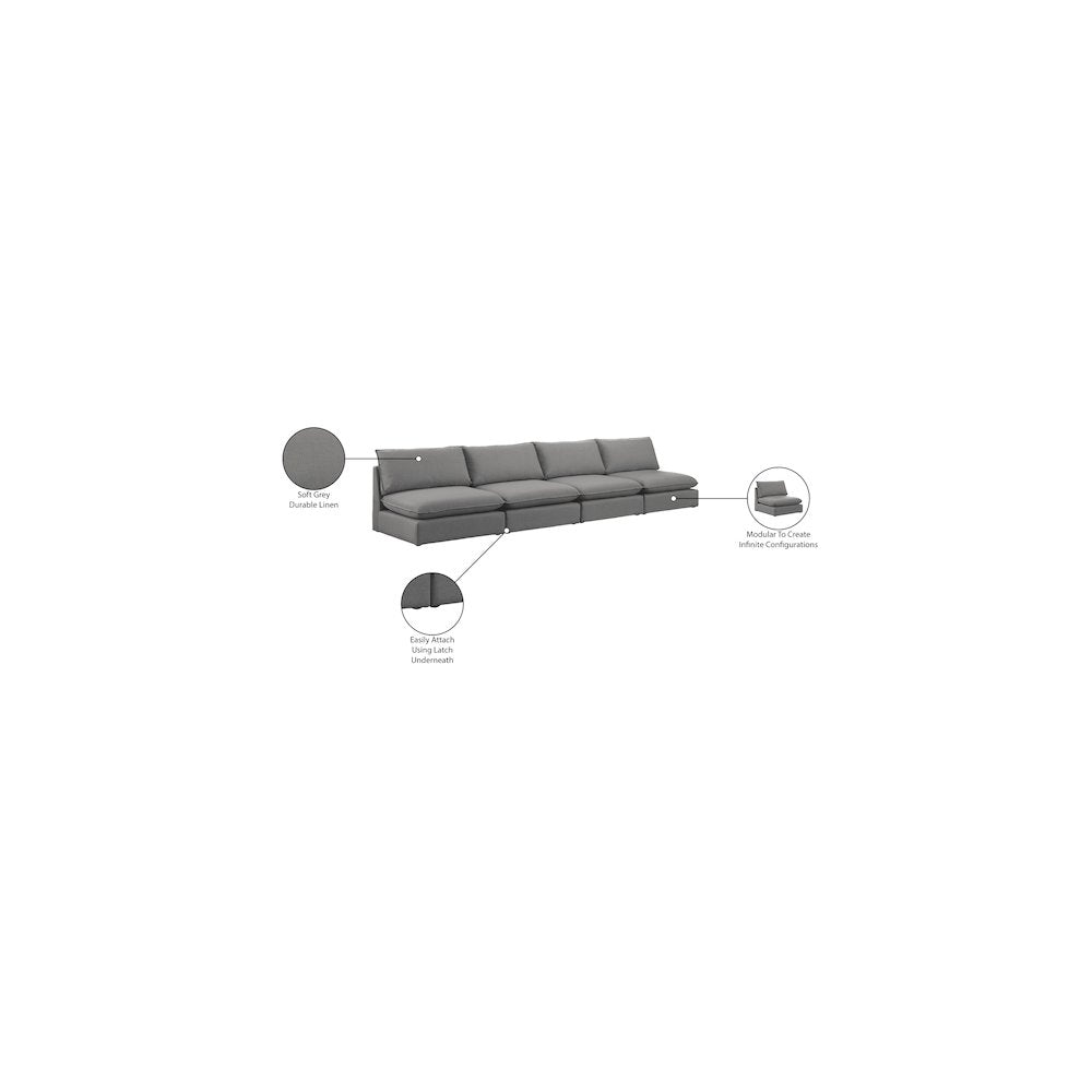 Mackenzie Grey Durable Linen Textured Modular Sofa