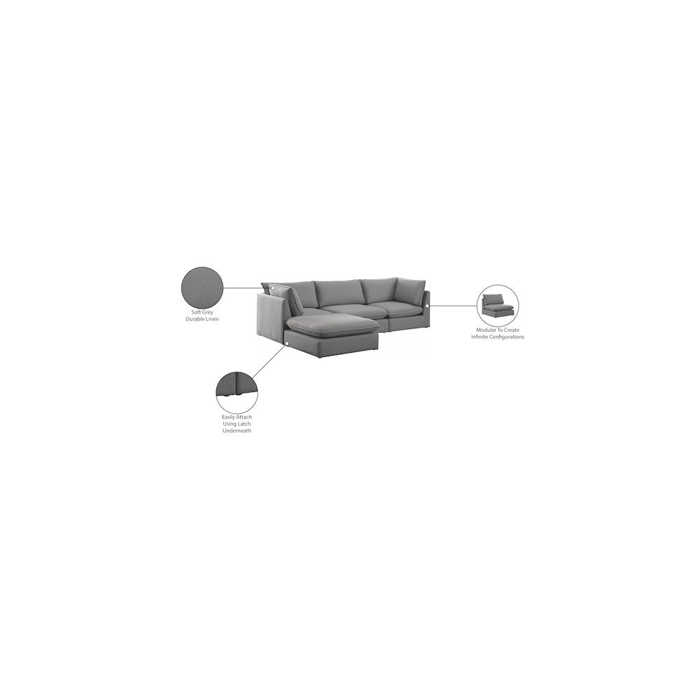 Mackenzie Grey Durable Linen Textured Modular Sectional