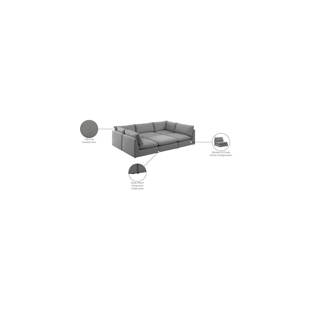 Mackenzie Grey Durable Linen Textured Modular Sectional