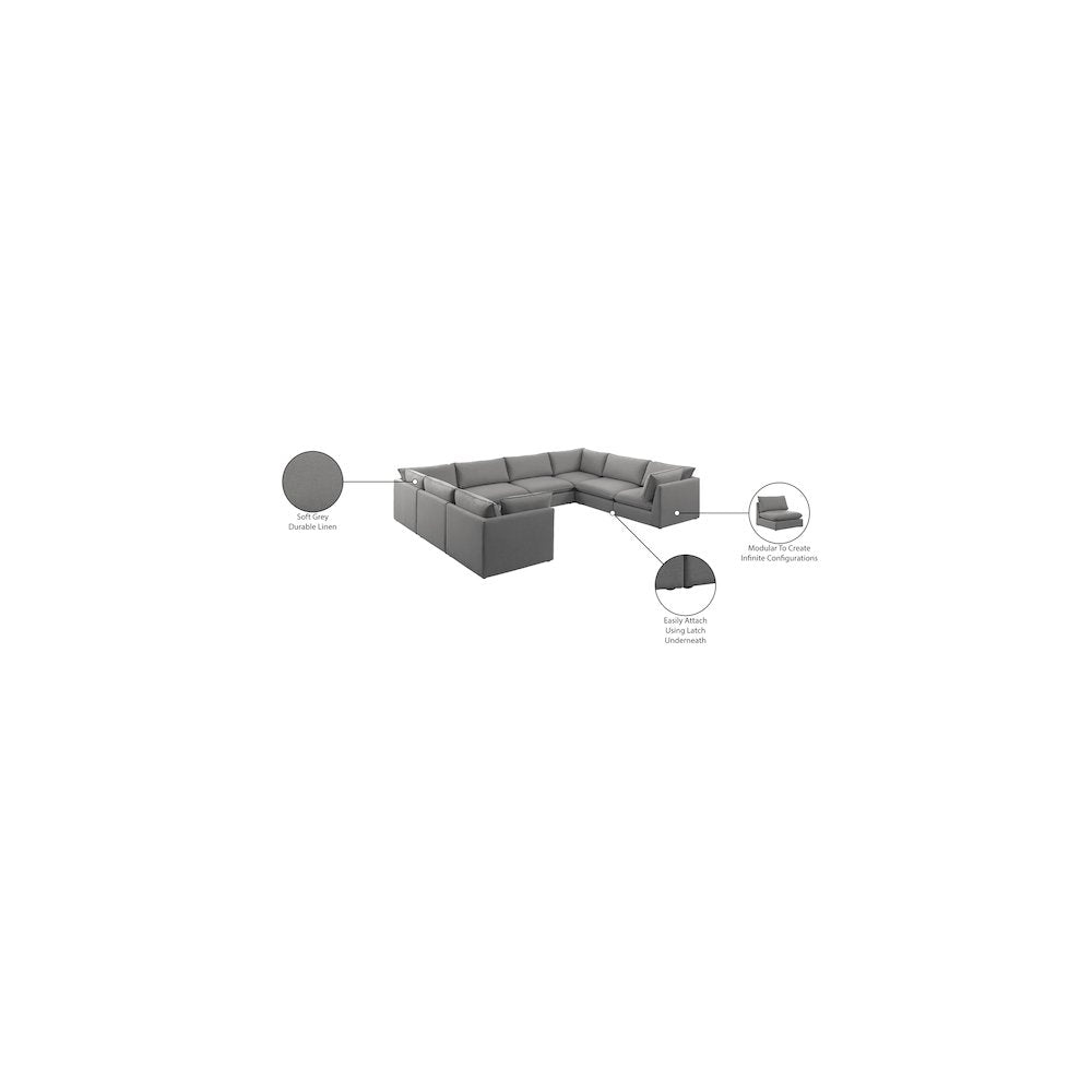 Mackenzie Grey Durable Linen Textured Modular Sectional