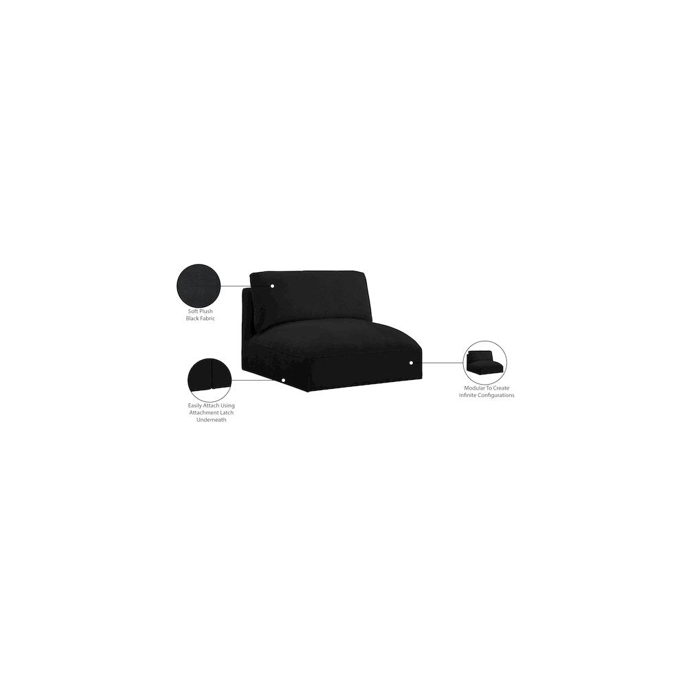 Ease Black Polyester Fabric Armless
