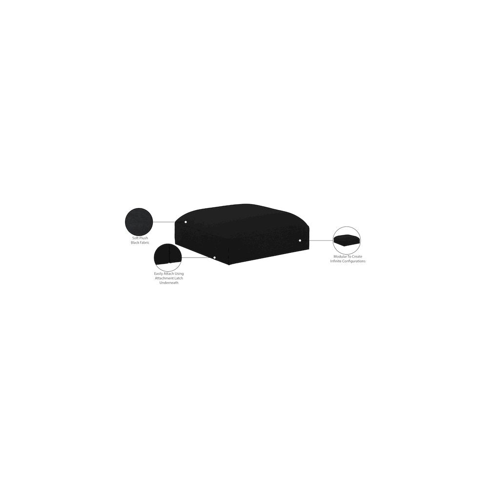 Ease Black Polyester Fabric Ottoman