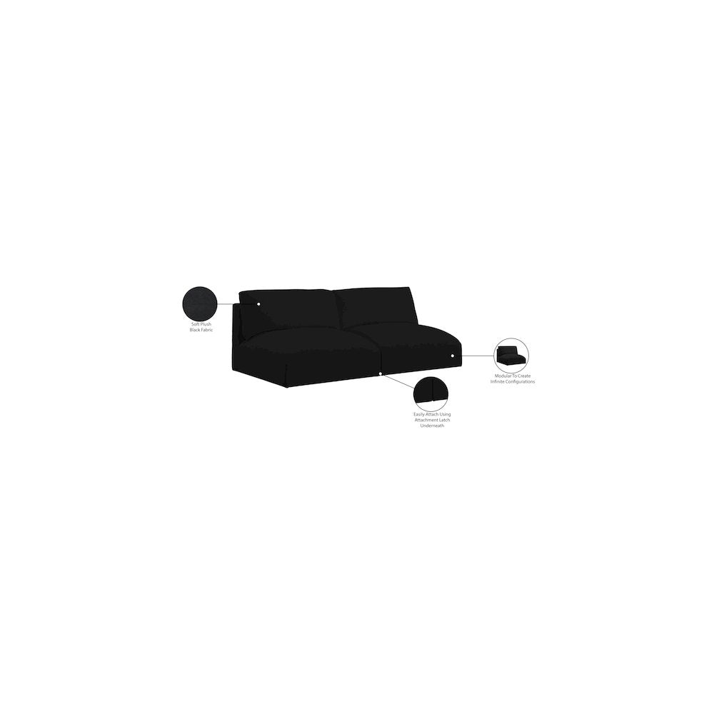 Ease Black Polyester Fabric Modular Sofa