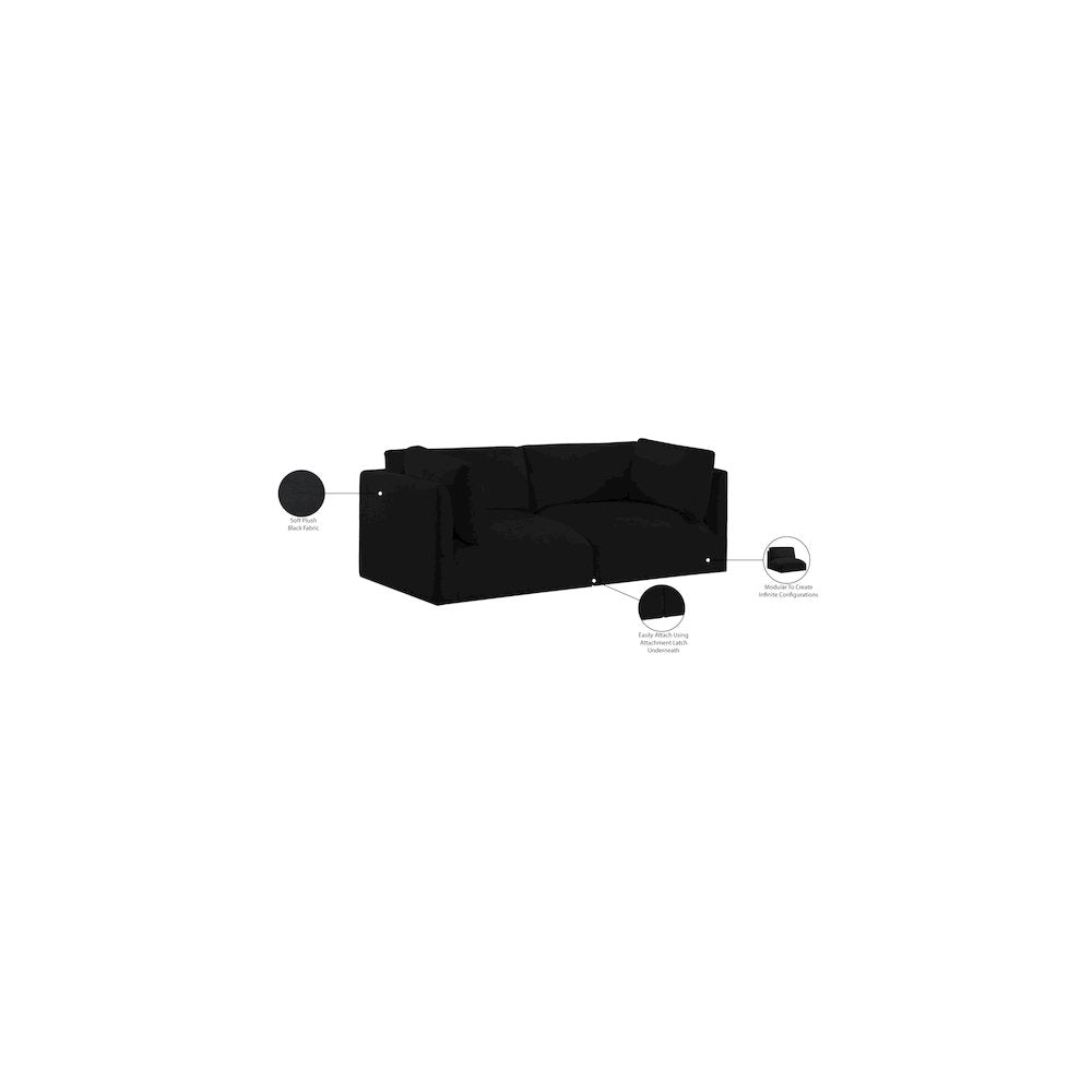 Ease Black Polyester Fabric Modular Sofa