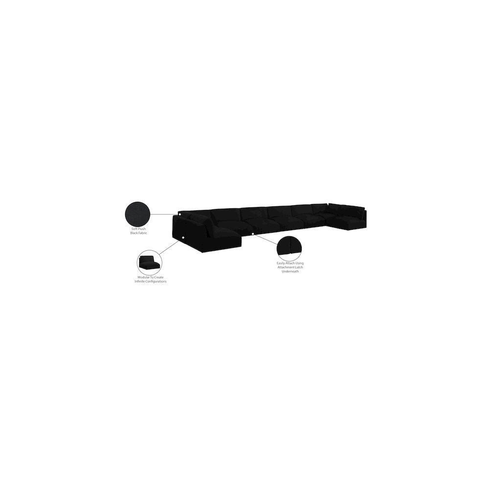 Ease Black Polyester Fabric Modular Sectional