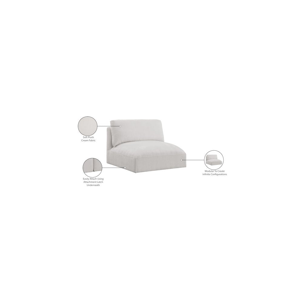 Ease Cream Polyester Fabric Armless