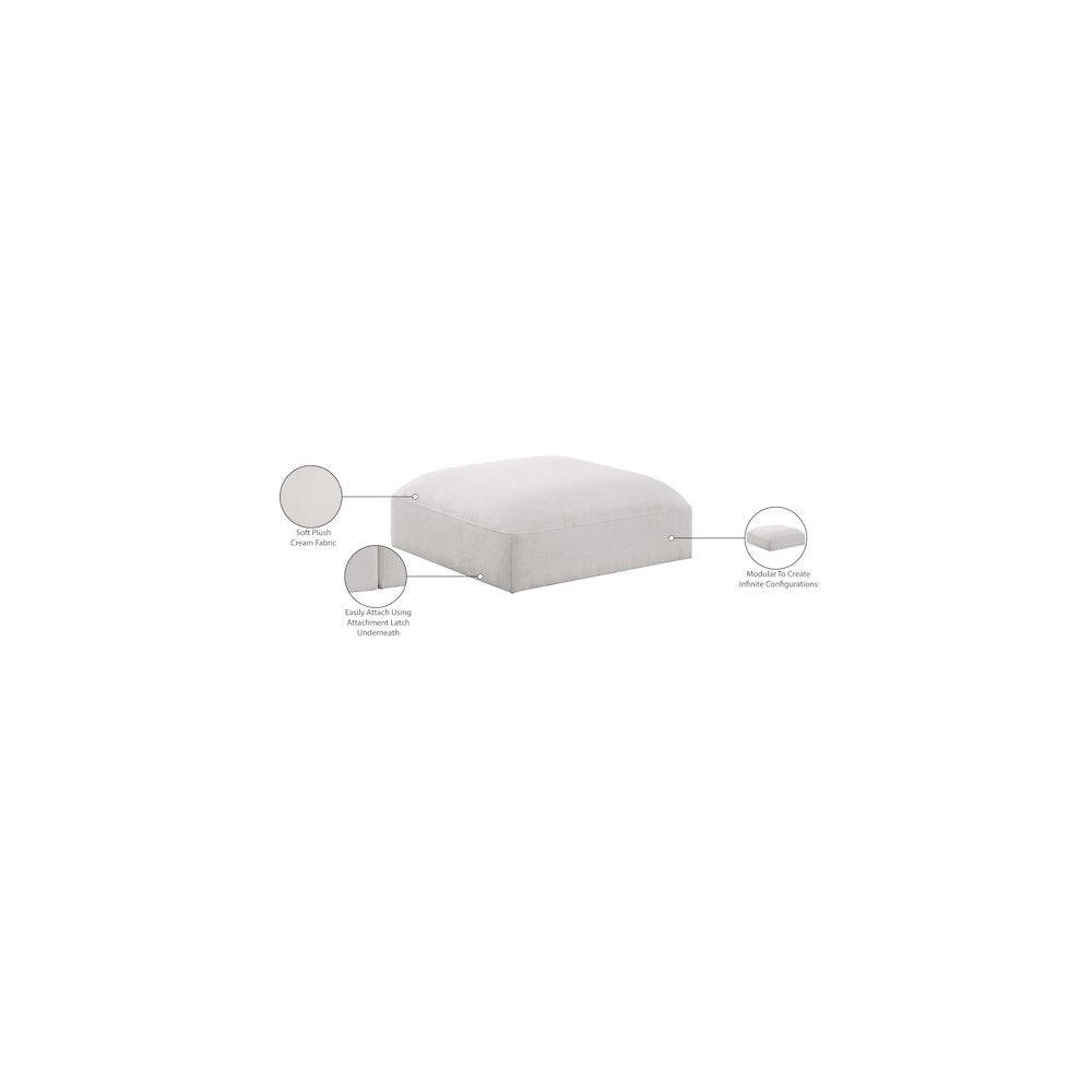 Ease Cream Polyester Fabric Ottoman
