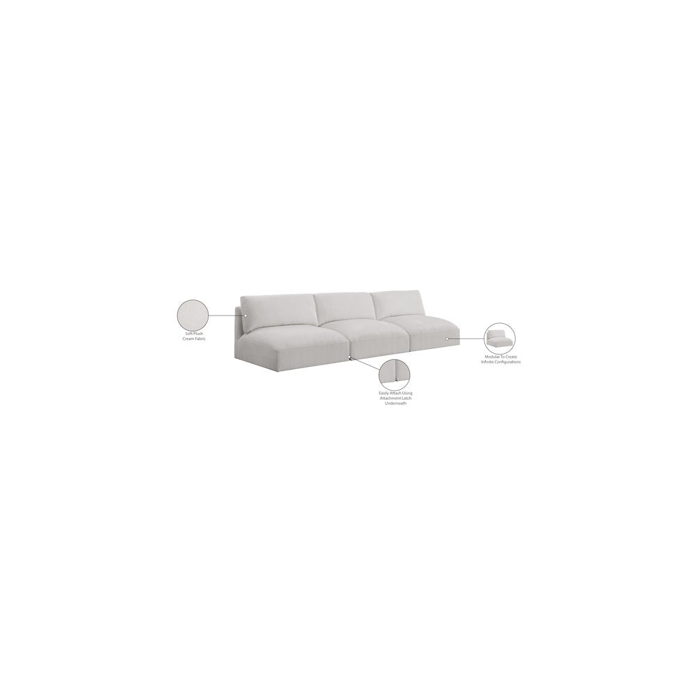 Ease Cream Polyester Fabric Modular Sofa