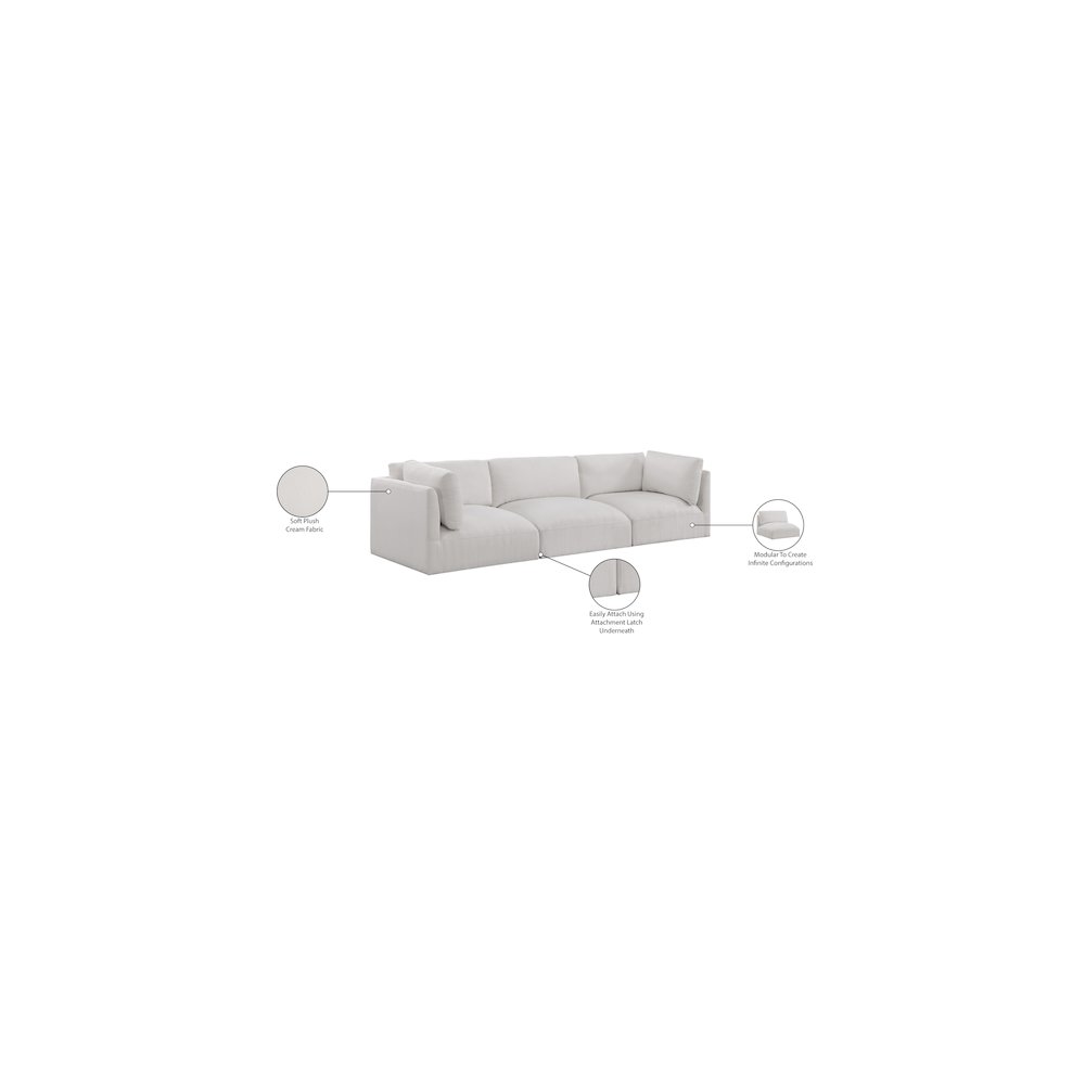 Ease Cream Polyester Fabric Modular Sofa