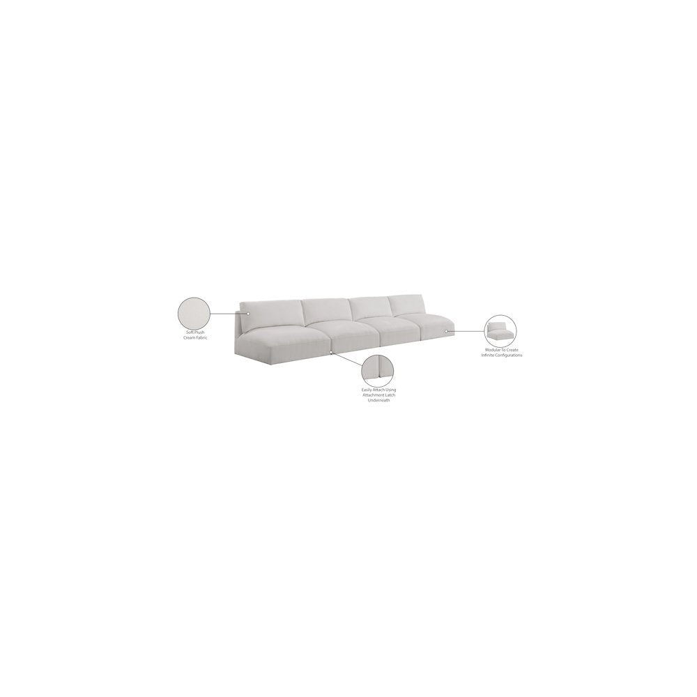 Ease Cream Polyester Fabric Modular Sofa