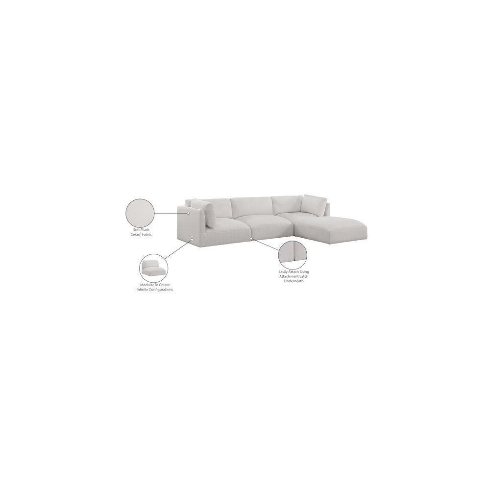 Ease Cream Polyester Fabric Modular Sectional