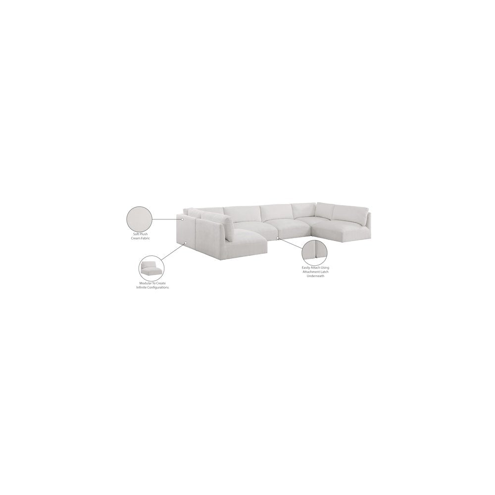 Ease Cream Polyester Fabric Modular Sectional